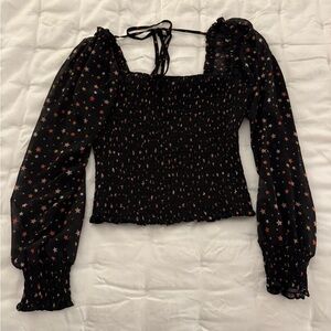 Starry Black Long Sleeve Top